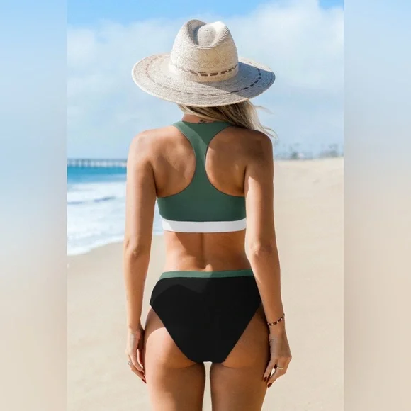 CUPSHE Warm-Up Colorblock Bikini Set size small - Picture 3 of 7